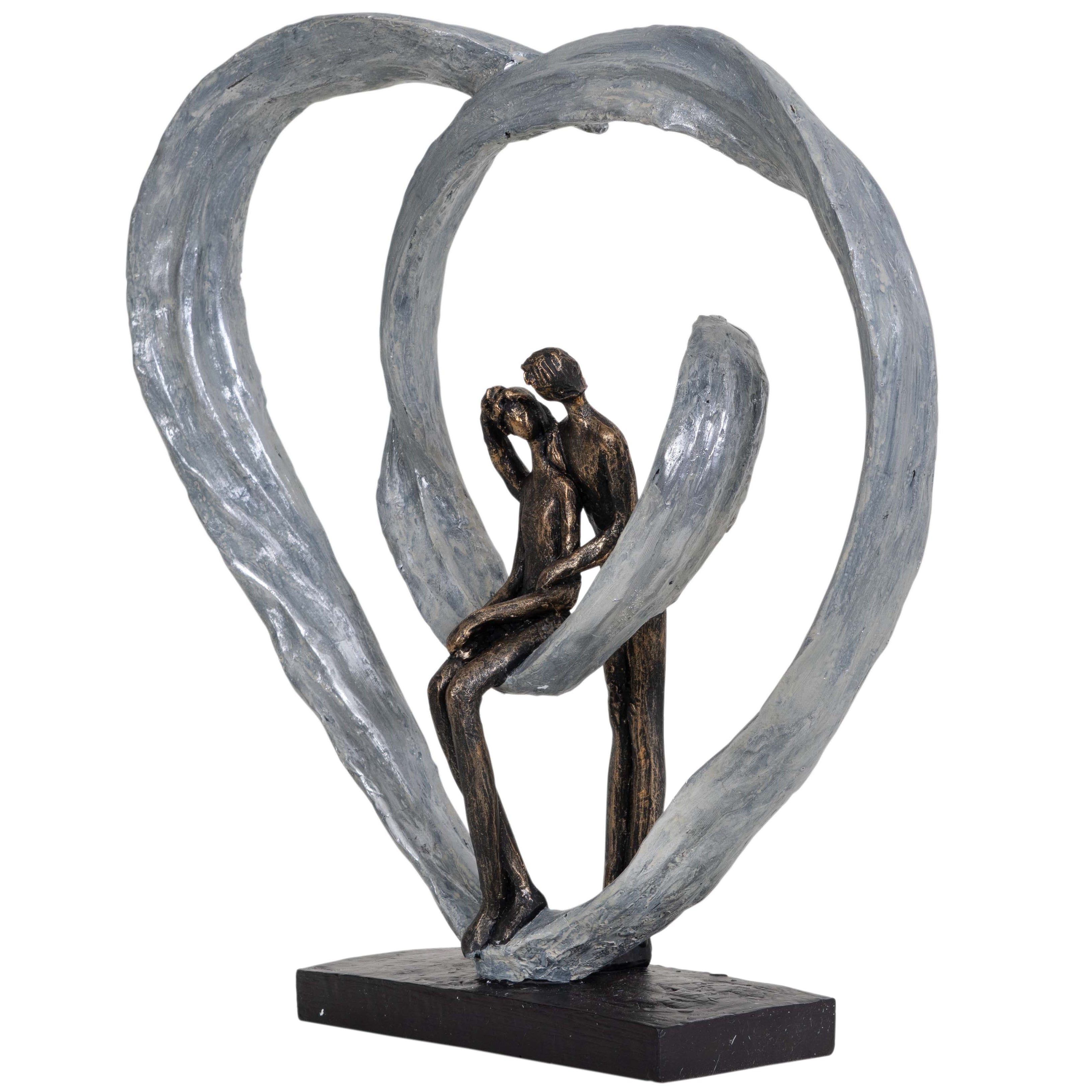 Antique Bronze Love Heart Couple Sculpture